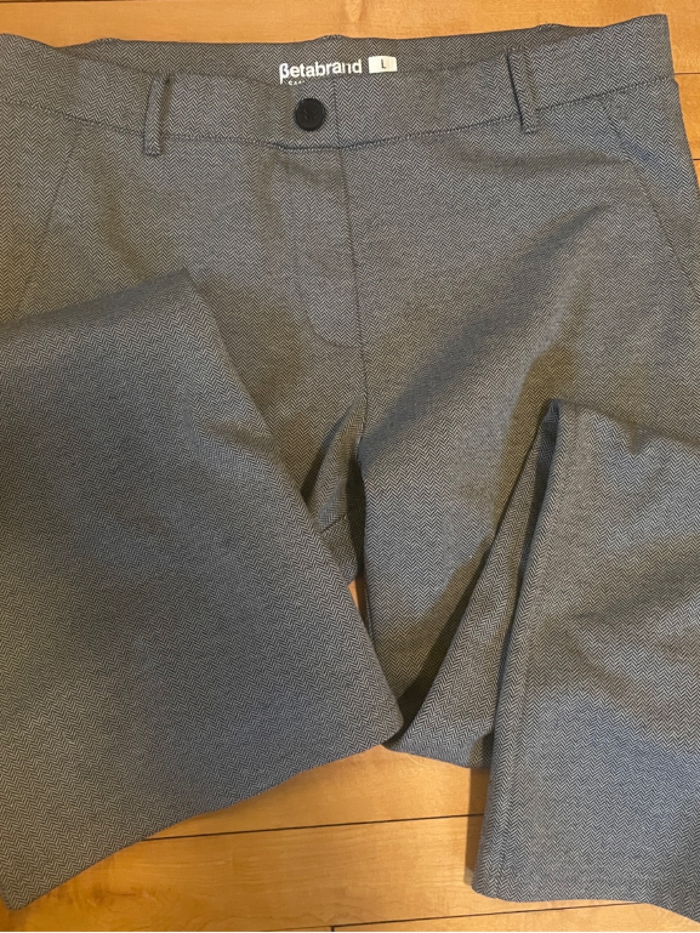 Betabrand Women’s black and Tan Flare pants